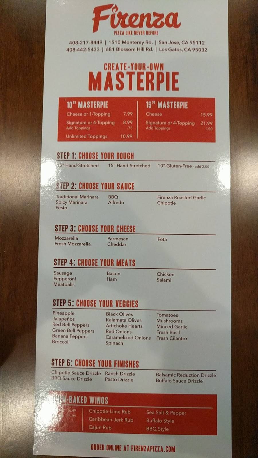 Firenza Pizza | restaurant | 1510 Monterey Rd, San Jose, CA 95112, USA | 4082178449 OR +1 408-217-8449