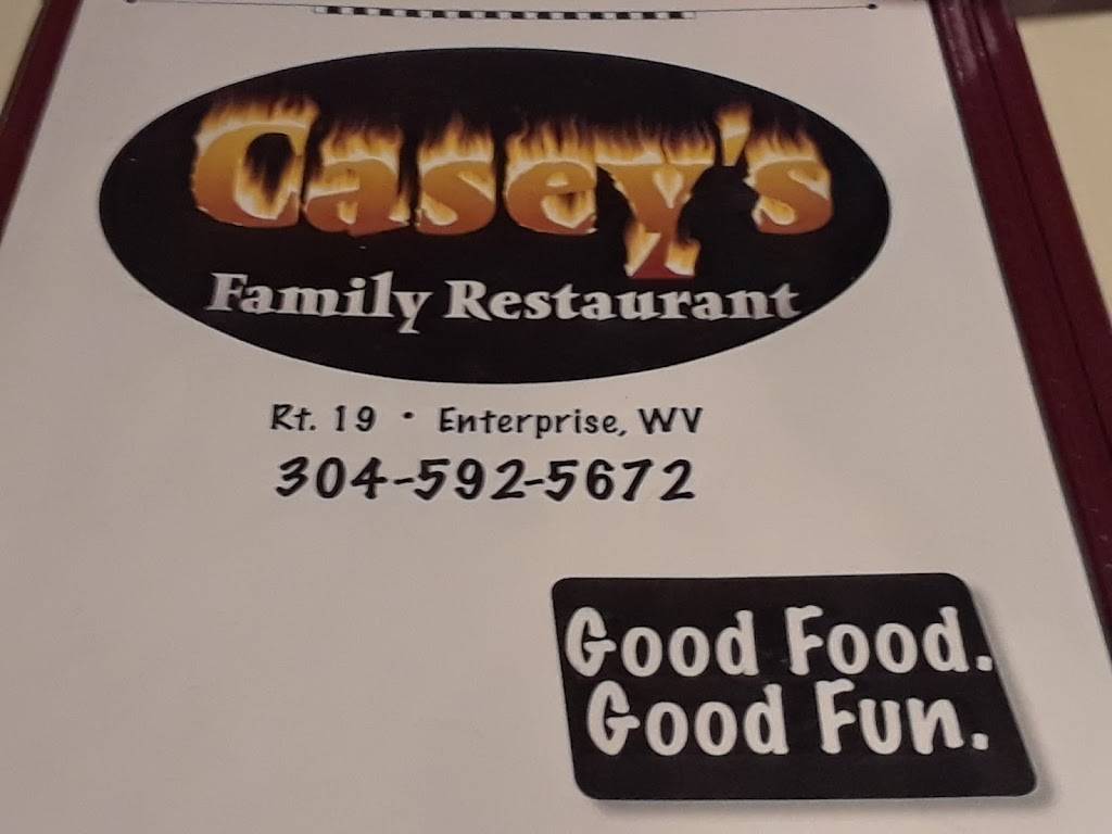 Caseys Family Restaurant | restaurant | Co Rte 19/54, Enterprise, WV 26568, USA | 3045925672 OR +1 304-592-5672