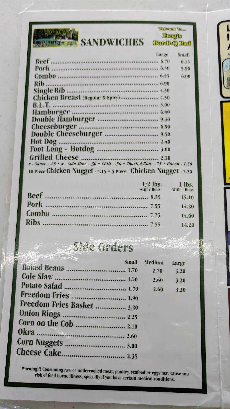 Frogs BBQ Pad | restaurant | 21031 NE US Hwy 27, Williston, FL 32696, USA | 3525290832 OR +1 352-529-0832