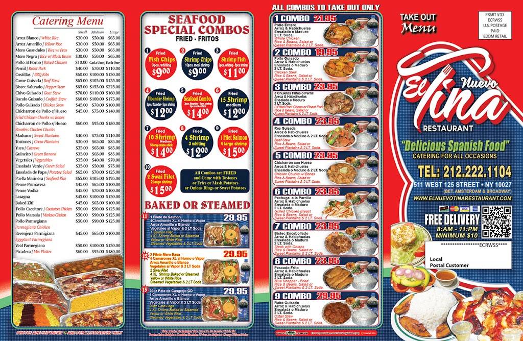 El Nuevo Tina | restaurant | 511 W 125th St, New York, NY 10027, USA | 2122221104 OR +1 212-222-1104