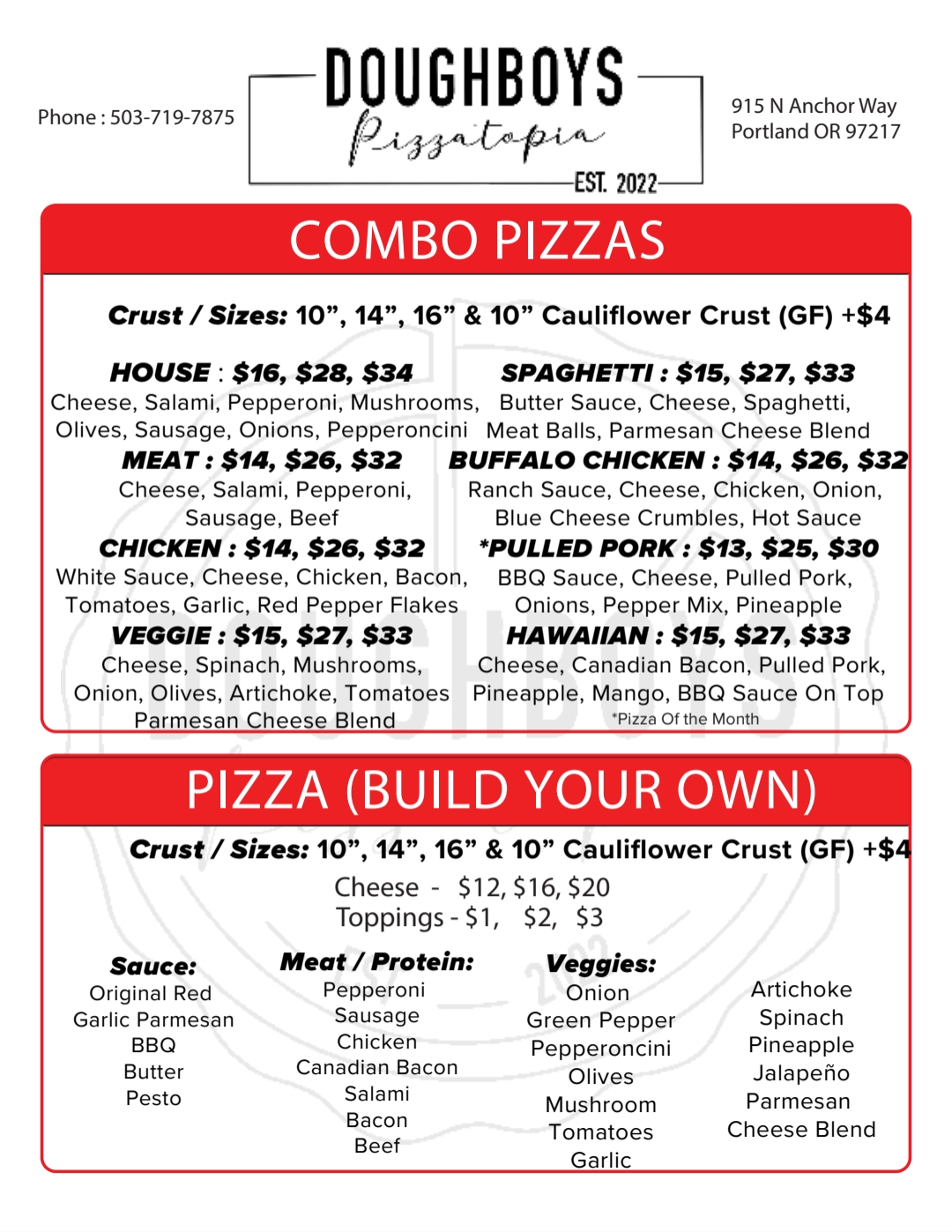 Doughboys Pizzatopia | restaurant | 915 N Anchor Way, Portland, OR 97217, United States | 5037197875 OR +1 503-719-7875