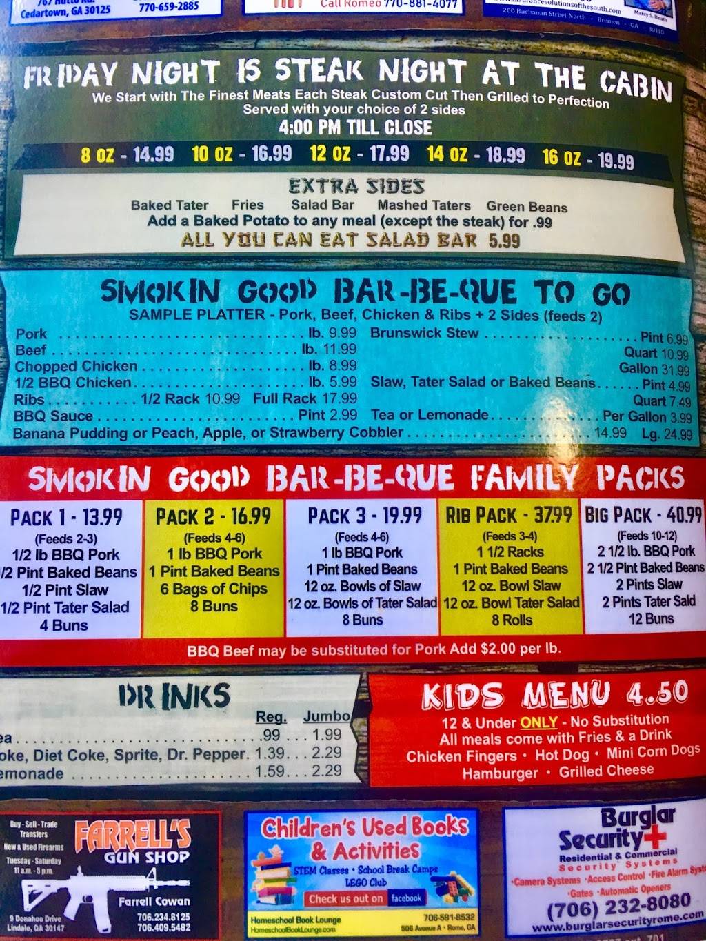 Log Cabin Smoke House | restaurant | 2184 Kingston Hwy, Rome, GA 30161, USA | 7063781227 OR +1 706-378-1227