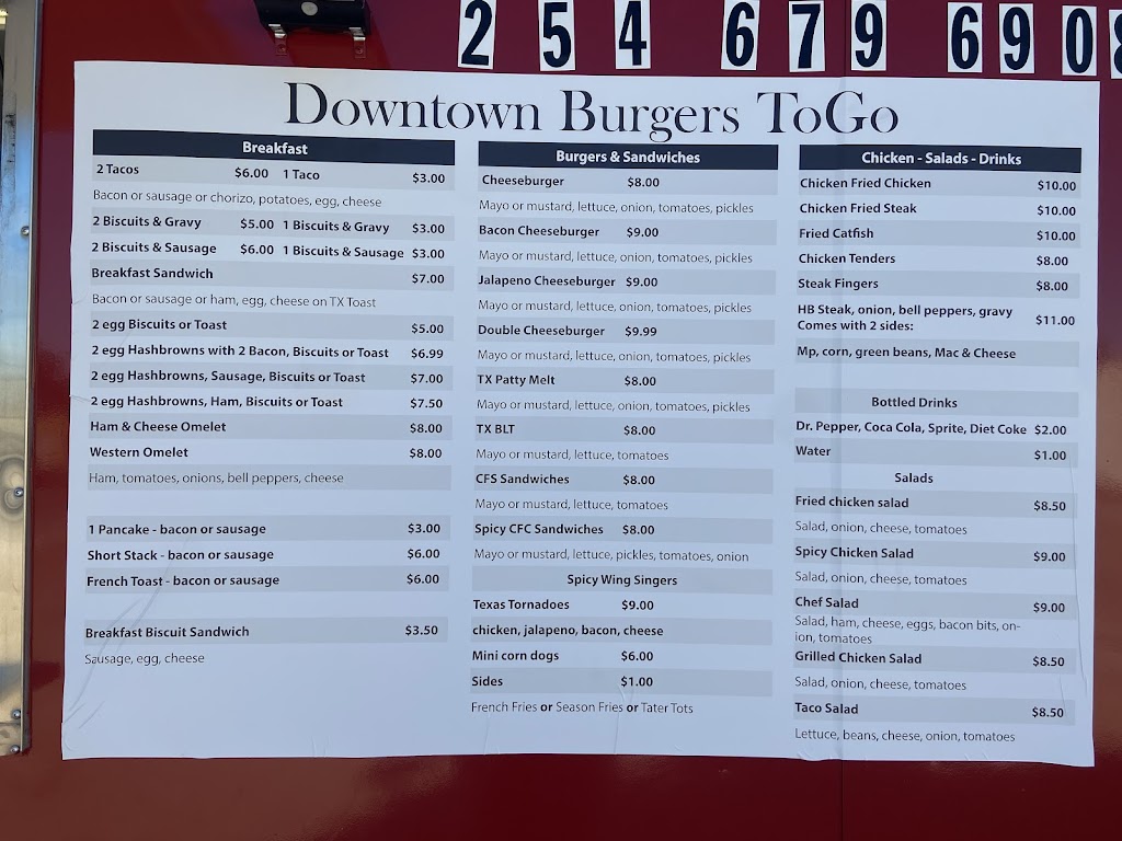 Downtown Burgers ToGo | restaurant | 507 E Main St, Gatesville, TX 76528, USA | 2546796708 OR +1 254-679-6708