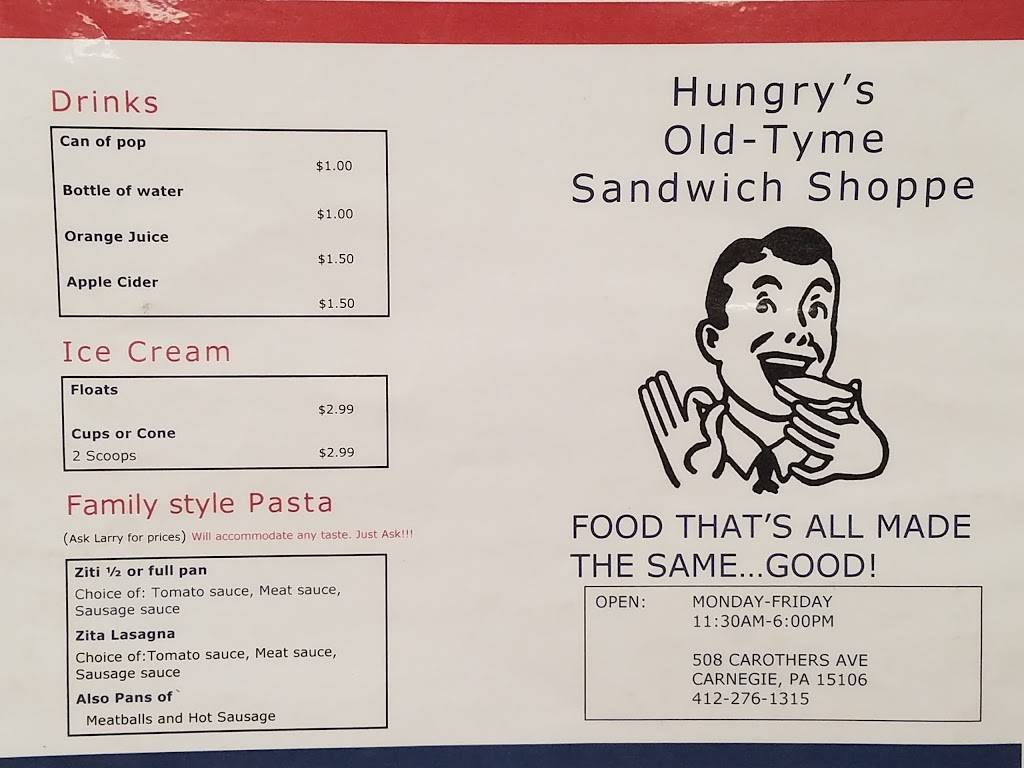 Hungrys | restaurant | 508 Carothers Ave, Carnegie, PA 15106, USA | 4122761315 OR +1 412-276-1315