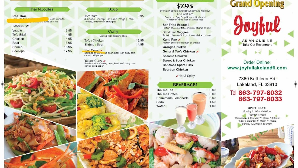 Joyful Asian Cuisine | meal takeaway | 7360 Kathleen Rd, Lakeland, FL 33810, USA | 8637978033 OR +1 863-797-8033