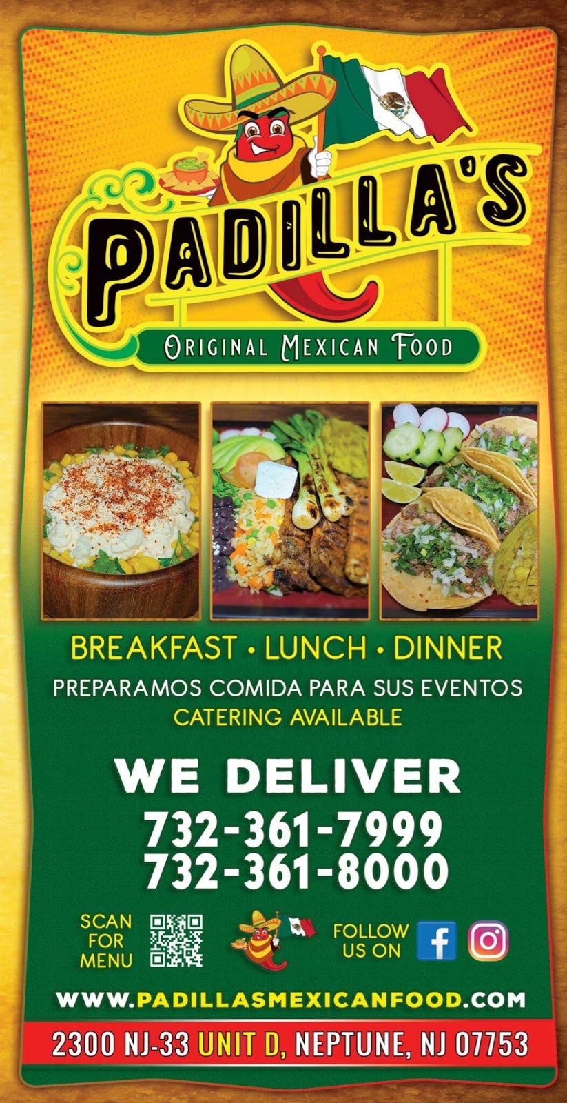 Padillas Original Mexican Food | restaurant | 2300 NJ-33, Neptune City, NJ 07753, USA | 7323618000 OR +1 732-361-8000