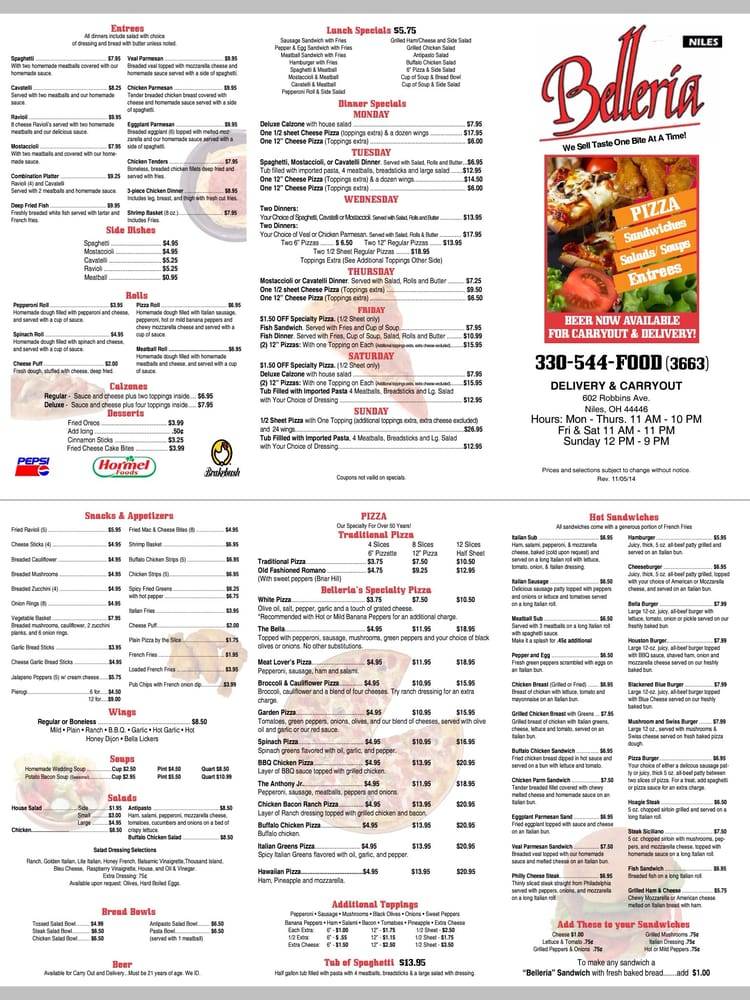 Bellerias Pizza - Niles | restaurant | 602 Robbins Ave, Niles, OH 44446, USA | 3305443663 OR +1 330-544-3663