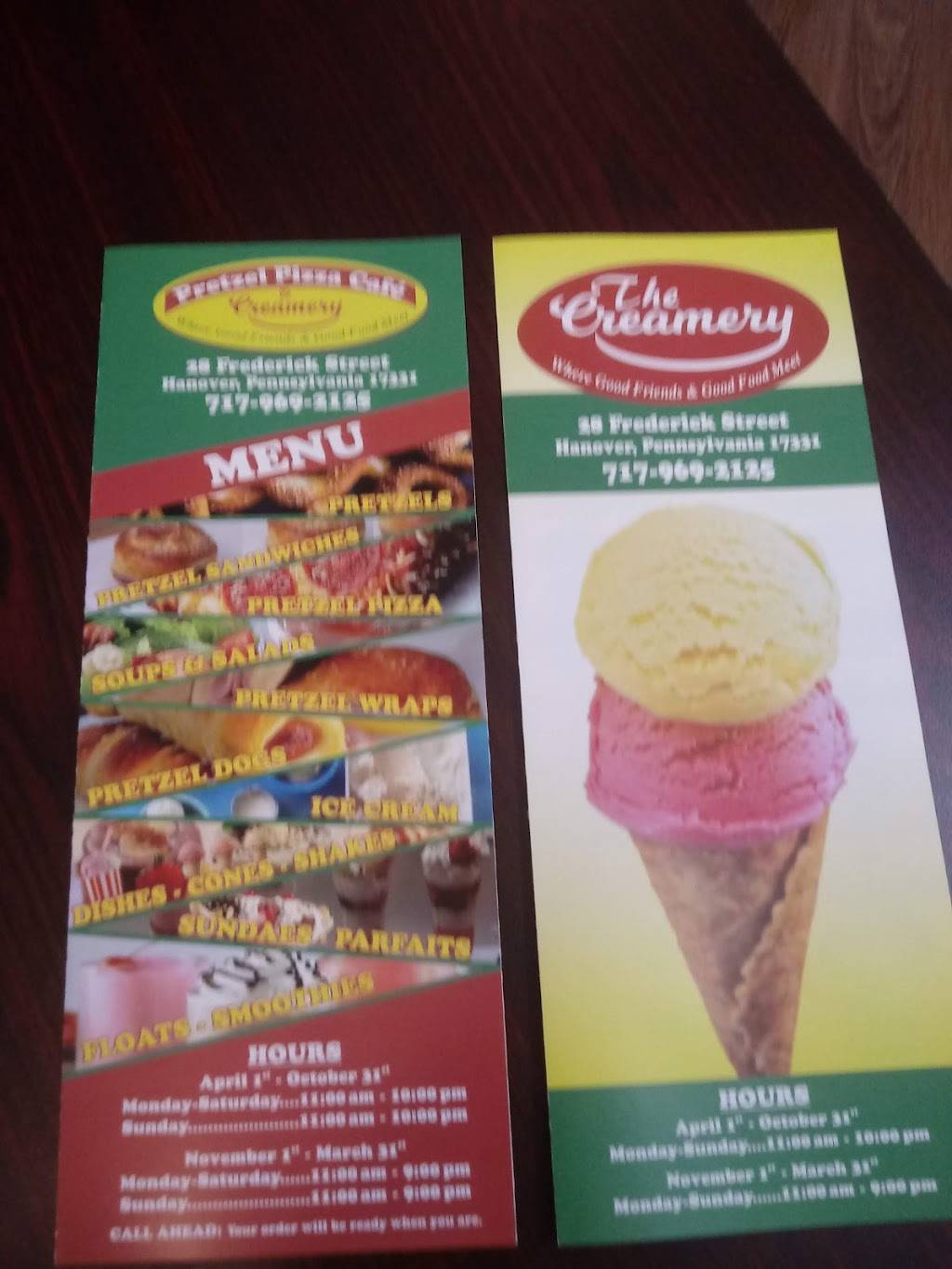 Pretzel Pizza Cafe & Creamery | restaurant | 28 Frederick St, Hanover, PA 17331, USA | 7179692125 OR +1 717-969-2125