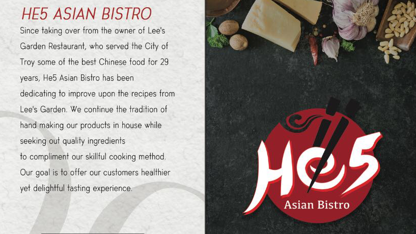 He5 Asian Bistro | restaurant | 2185, 121 E Staunton Rd, Troy, OH 45373, USA | 9373390917 OR +1 937-339-0917