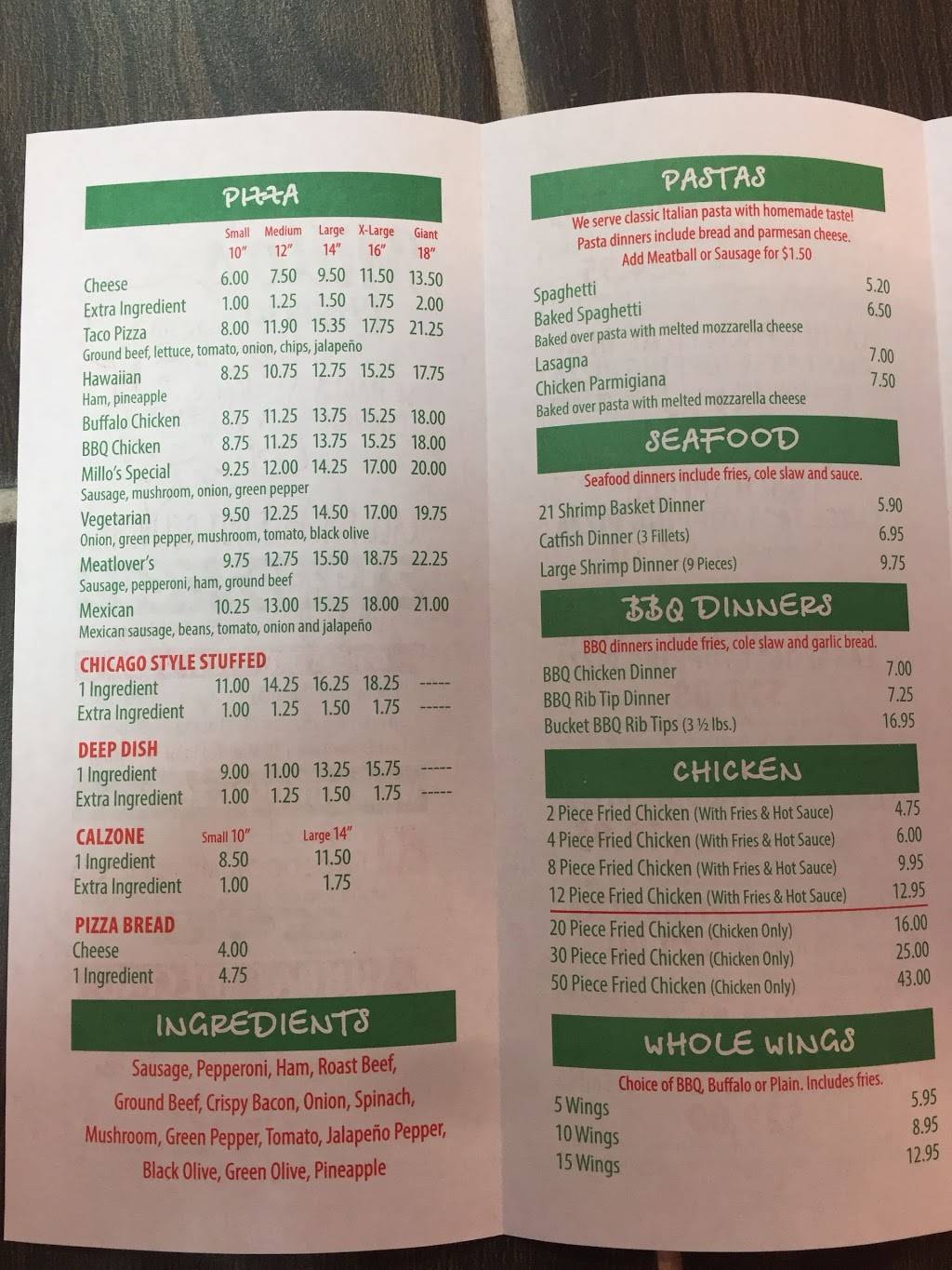 Millos Pizzeria | restaurant | 819 W Chicago Ave, East Chicago, IN 46312, USA | 2193977600 OR +1 219-397-7600