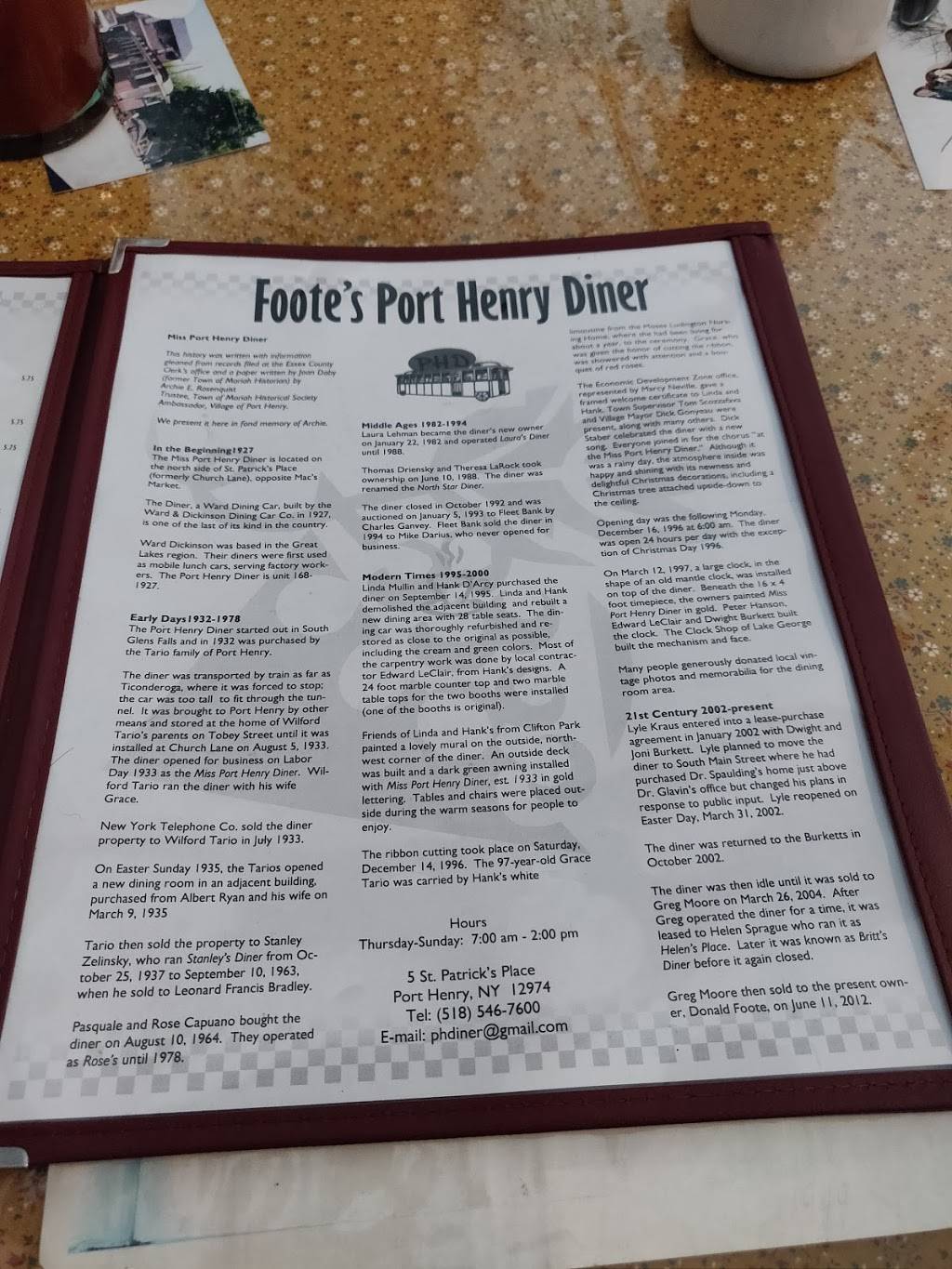 Footes Port Henry Diner | restaurant | 1204, 5 St Patricks Pl, Port Henry, NY 12974, USA | 5185467600 OR +1 518-546-7600