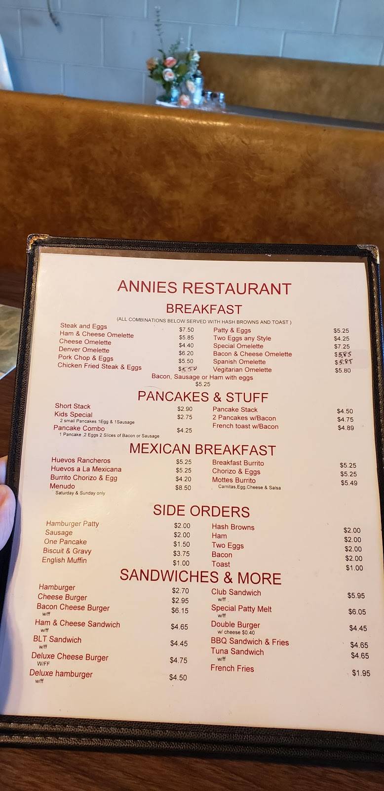 Annies Restaurant | restaurant | 27666 CA-74, Romoland, CA 92585, USA | 9519280217 OR +1 951-928-0217