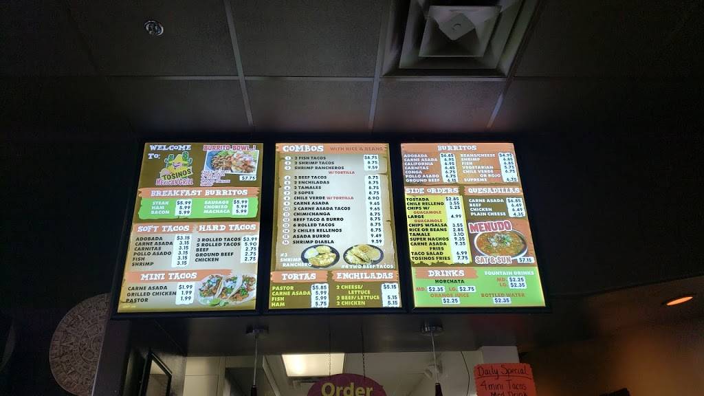 Tosinos Mexican Grill | restaurant | 263 E Warner Rd #105, Gilbert, AZ 85296, USA | 4807185278 OR +1 480-718-5278
