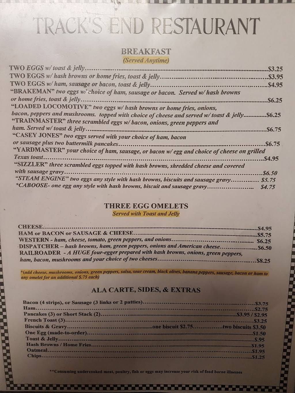 Tracks End Restaurant | restaurant | 1112-1398 Castalia St, Bellevue, OH 44811, USA | 4194838052 OR +1 419-483-8052