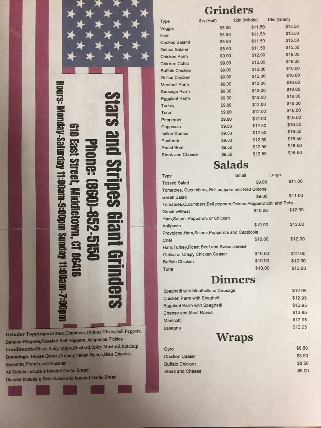 Stars and Stripes Pizza | restaurant | 610 East St, Middletown, CT 06457, USA | 8608525150 OR +1 860-852-5150