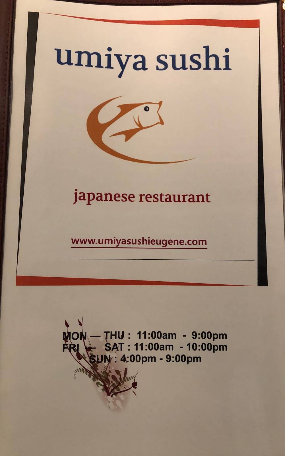 Umiya Sushi | restaurant | 132 Oakway Center, Eugene, OR 97401, USA | 5415059192 OR +1 541-505-9192