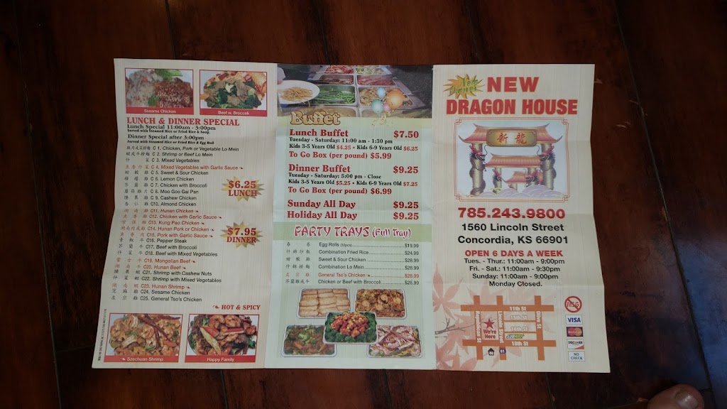 New Dragon House | restaurant | 1560 Lincoln St, Concordia, KS 66901, USA | 7852439800 OR +1 785-243-9800