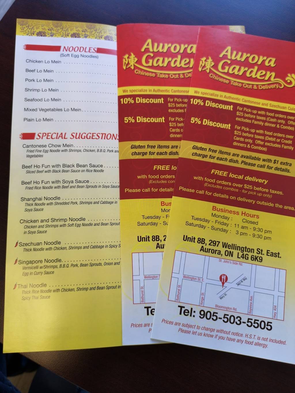 Aurora Garden Chinese Food | meal takeaway | 297 Wellington St E Unit 8B, Aurora, ON L4G 6K9, Canada | 9055035505 OR +1 905-503-5505
