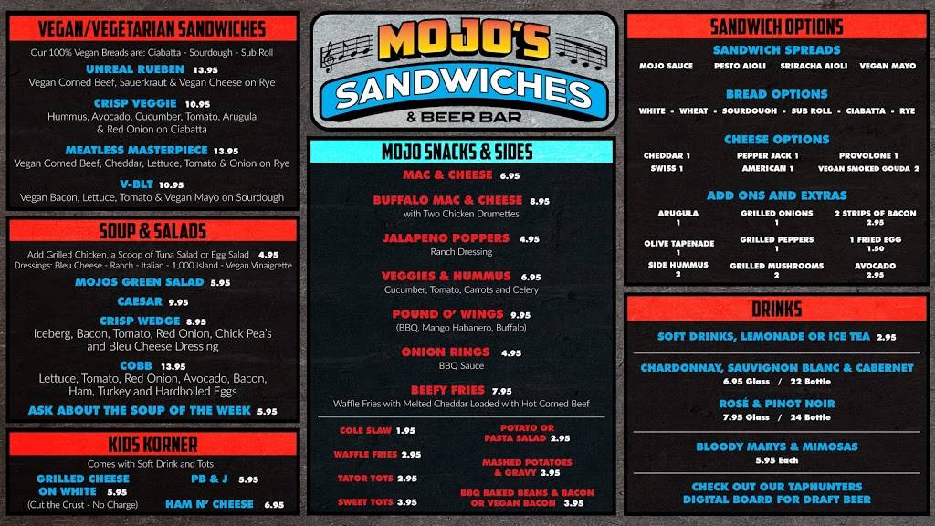 Mojos Sandwiches and Beer Bar | restaurant | 16446 Bolsa Chica St, Huntington Beach, CA 92649, USA | 5625920013 OR +1 562-592-0013