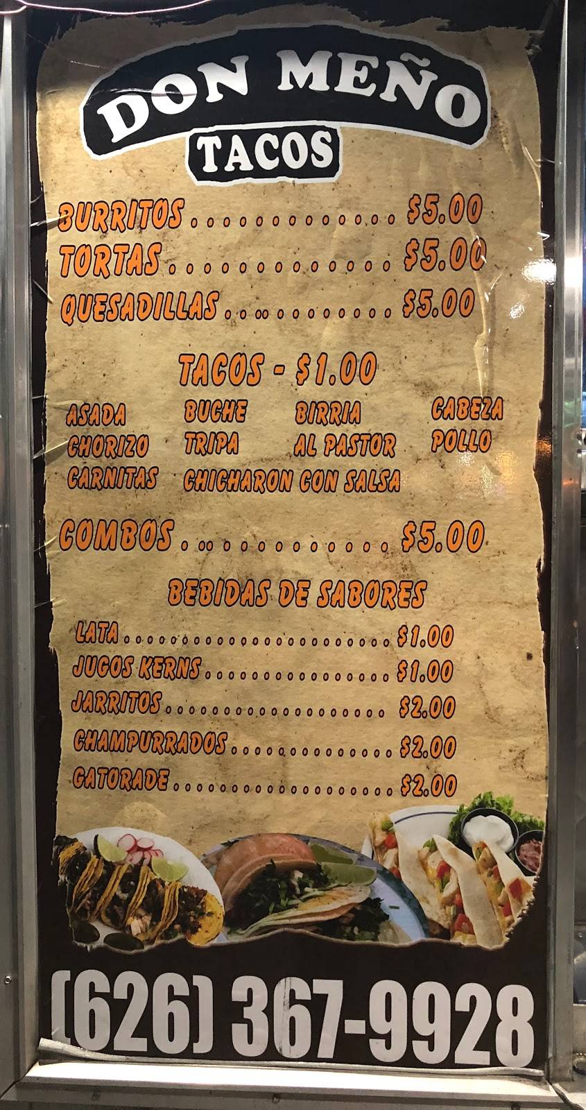 Don Meño Tacos - Taco Truck | restaurant | 18400 Colima Rd, Rowland Heights, CA 91748, USA | 6263679928 OR +1 626-367-9928