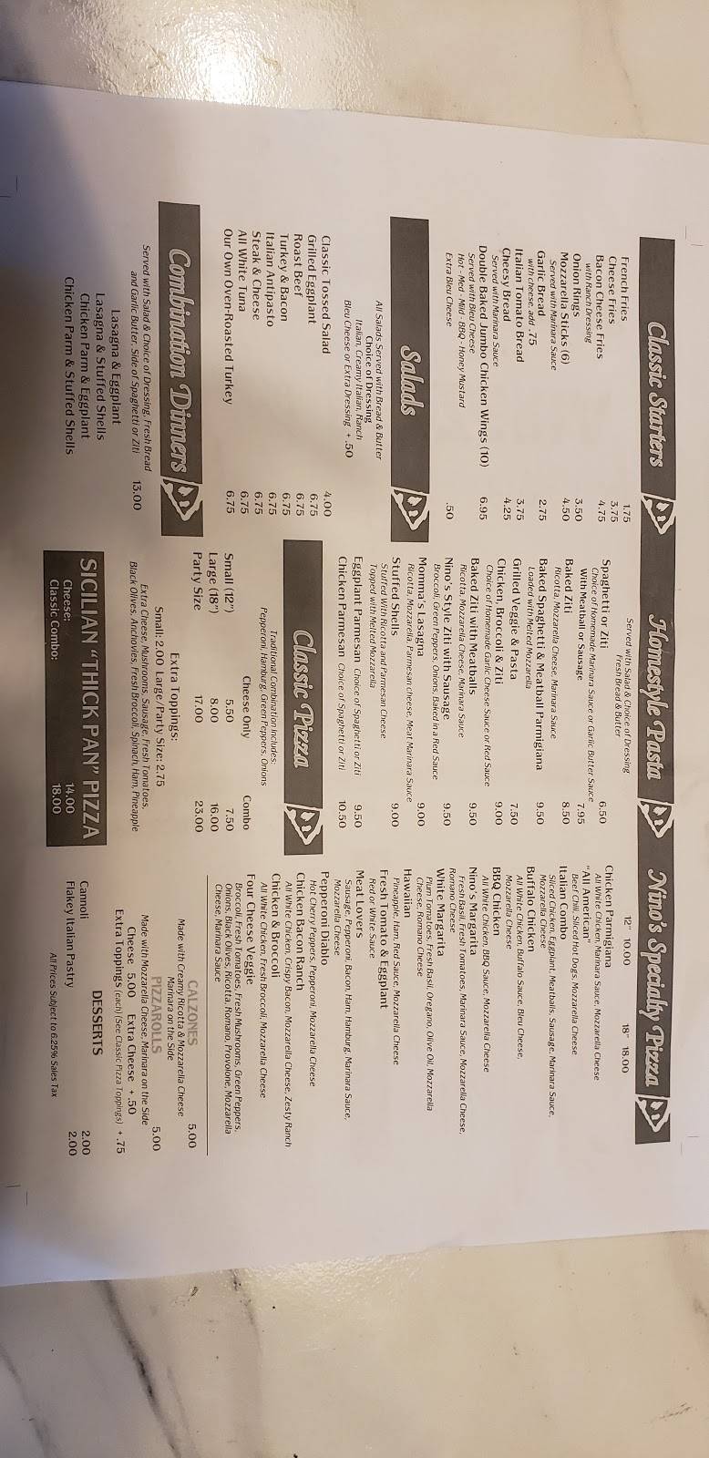 Ninos Pizzeria | restaurant | 672 Dickinson St, Springfield, MA 01108, USA | 4132858408 OR +1 413-285-8408