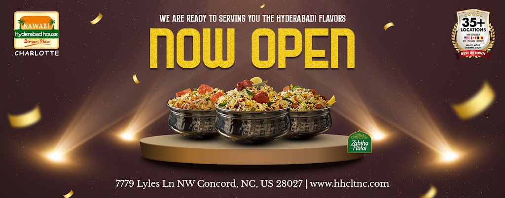 Nawabi Hyderabad House Charlotte | restaurant | 7779 Lyles Ln NW, Concord, NC 28027, USA | 9802580007 OR +1 980-258-0007