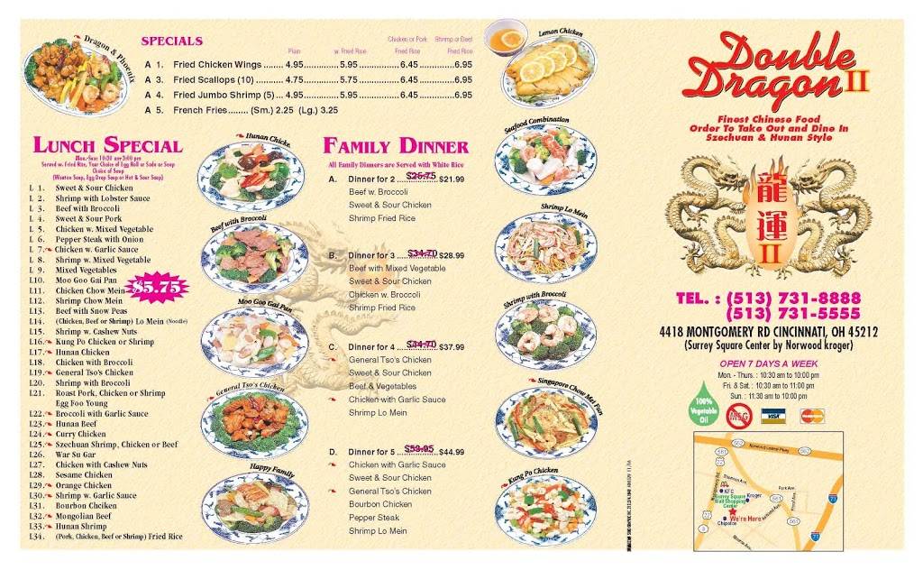 Double Dragon II | restaurant | 4418 Montgomery Rd, Cincinnati, OH 45212, USA | 5137318888 OR +1 513-731-8888