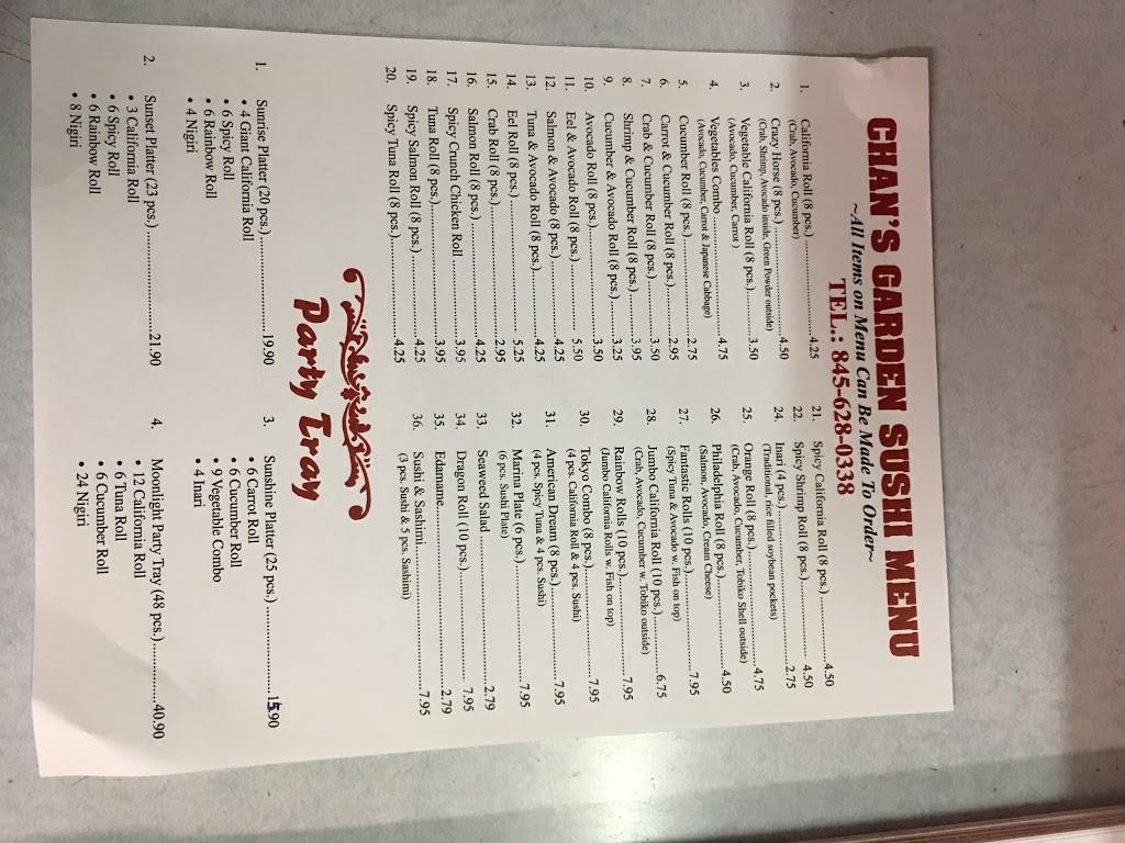 Chans Garden | restaurant | 54 Secor Rd, Mahopac, NY 10541, USA | 8456280338 OR +1 845-628-0338