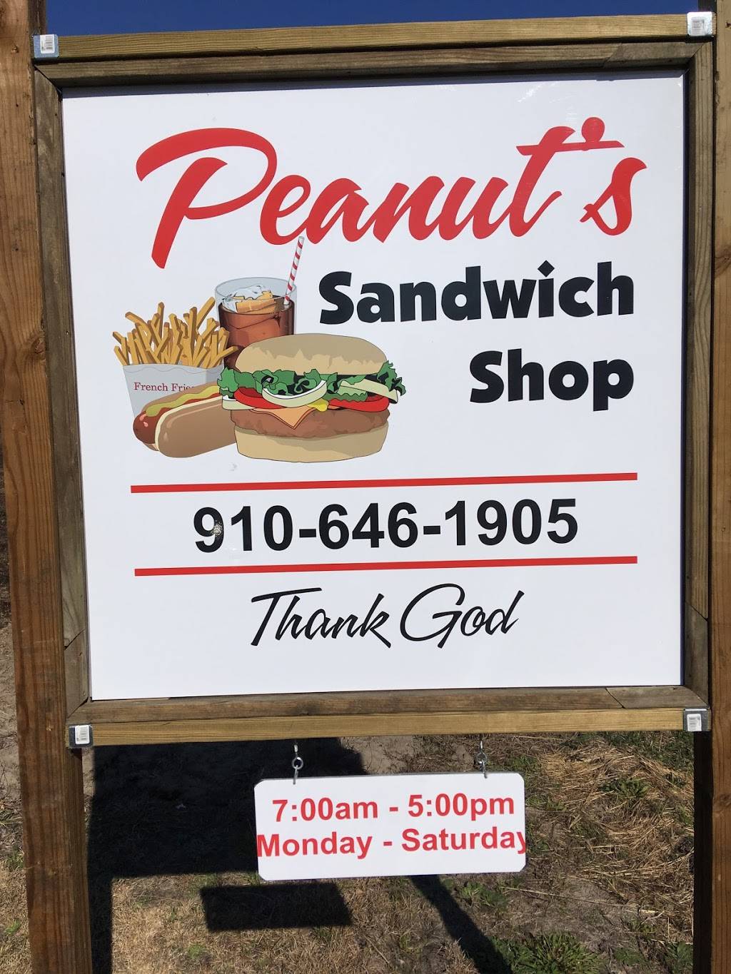 Peanut’s Sandwich Shop | restaurant | 3493 Old Northeast Rd, Lake Waccamaw, NC 28450, USA | 9106461905 OR +1 910-646-1905
