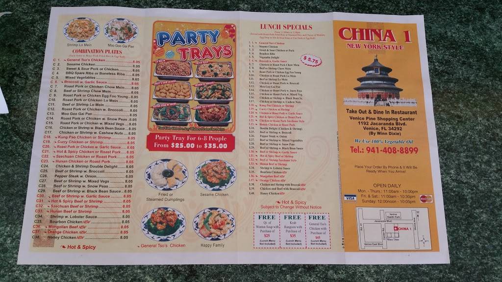 China 1 | restaurant | 1192 Jacaranda Blvd, Venice, FL 34292, USA | 9414088899 OR +1 941-408-8899