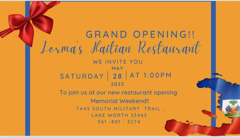 Lormas Haitian Restaurant Inc. | restaurant | 7443 S Military Trail, Lake Worth, FL 33463, USA | 5619061053 OR +1 561-906-1053