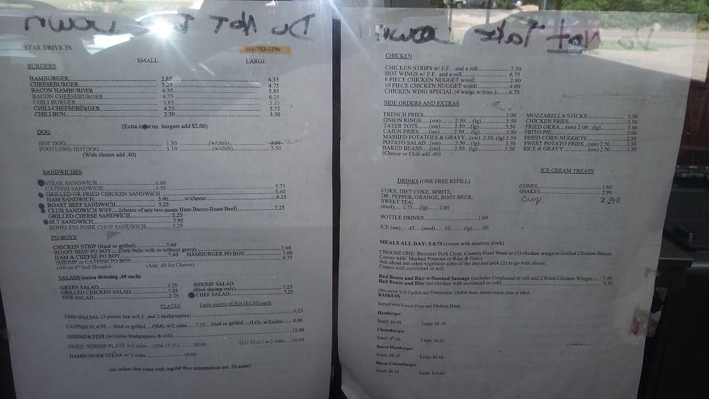Star Drive In | restaurant | 1585 N Clark Ave, Magnolia, MS 39652, USA | 6017833396 OR +1 601-783-3396