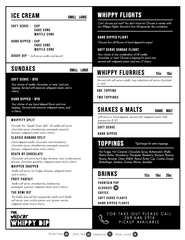 Wildcat Whippy Dip | restaurant | 597 W Main St, Marcellus, MI 49067, USA | 2696462914 OR +1 269-646-2914