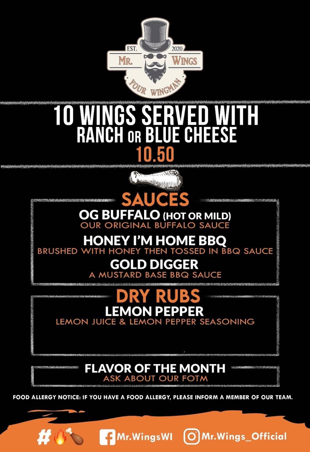 Mr. Wings | restaurant | 7002 30th Ave, Kenosha, WI 53142, USA | 2625869464 OR +1 262-586-9464