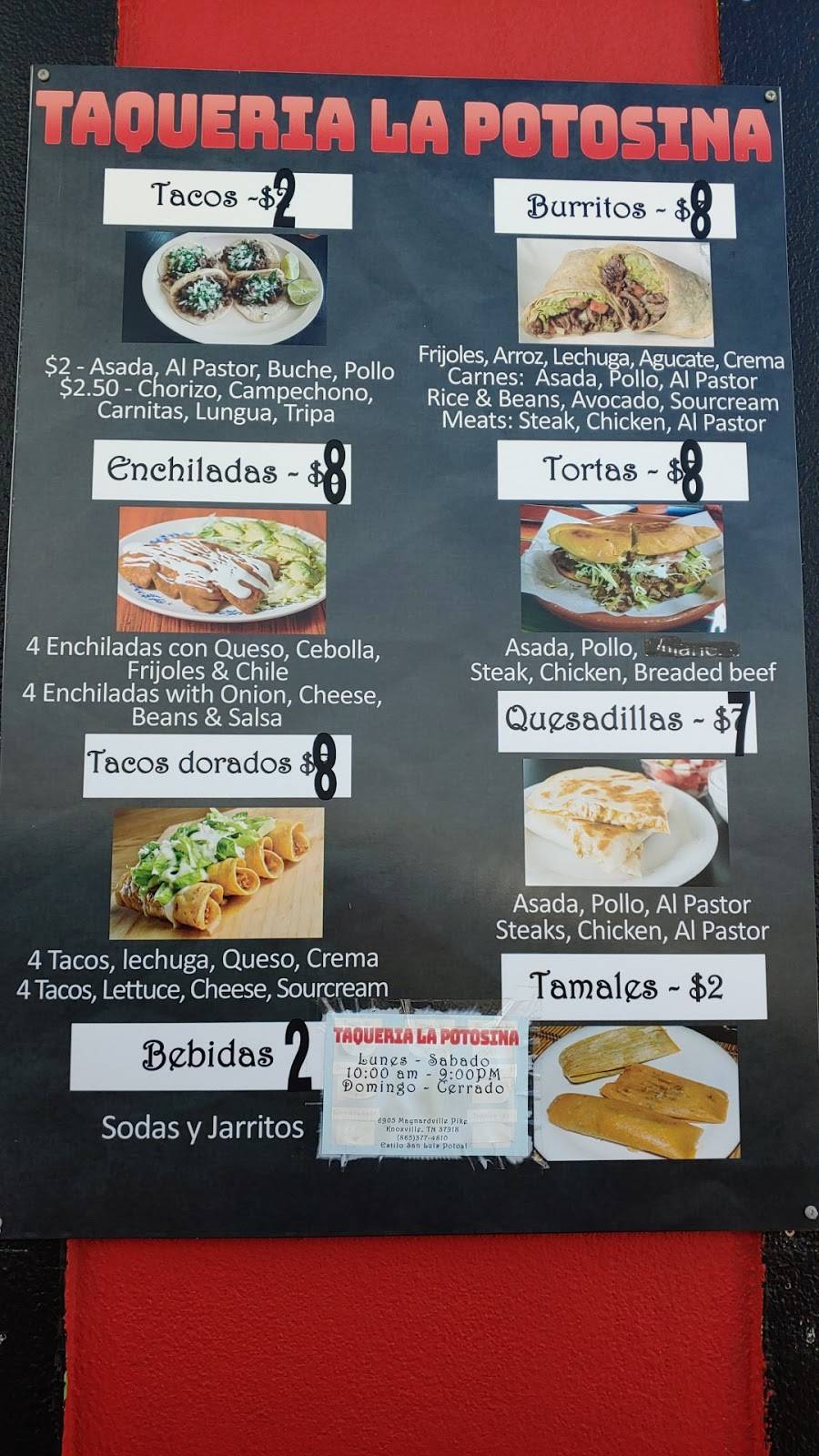 Taqueria La Potosina | restaurant | 6905 Maynardville Pike, Knoxville, TN 37918, USA | 8653774810 OR +1 865-377-4810