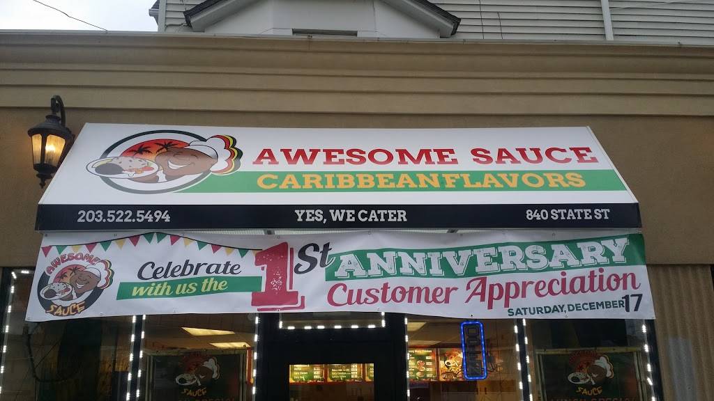 Awesome Sauce Caribbean Flavors | restaurant | 840 State St, Bridgeport, CT 06604, USA | 2035225494 OR +1 203-522-5494