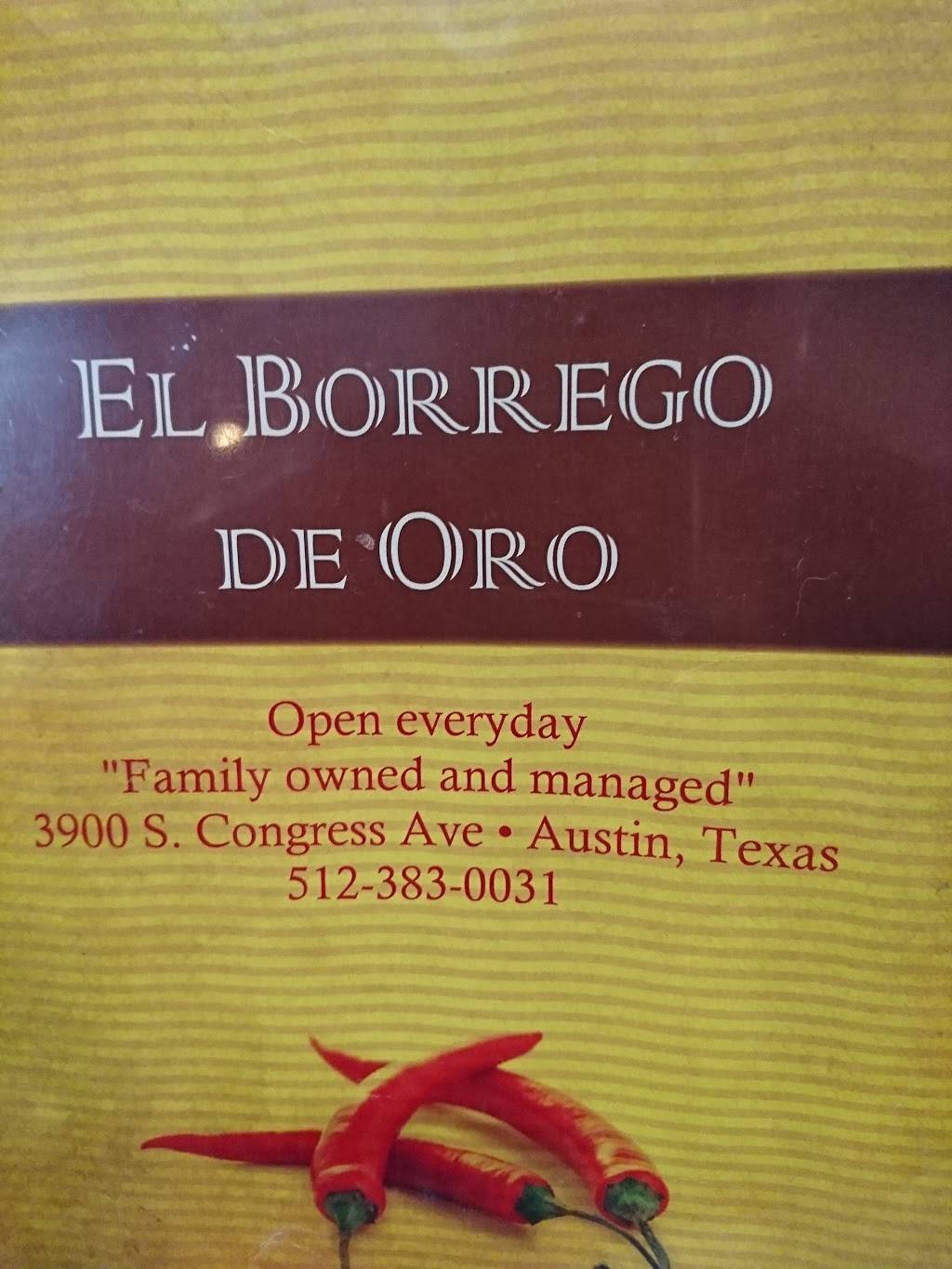 El Borrego De Oro | restaurant | 3900 S Congress Ave, Austin, TX 78704, USA | 5123830031 OR +1 512-383-0031