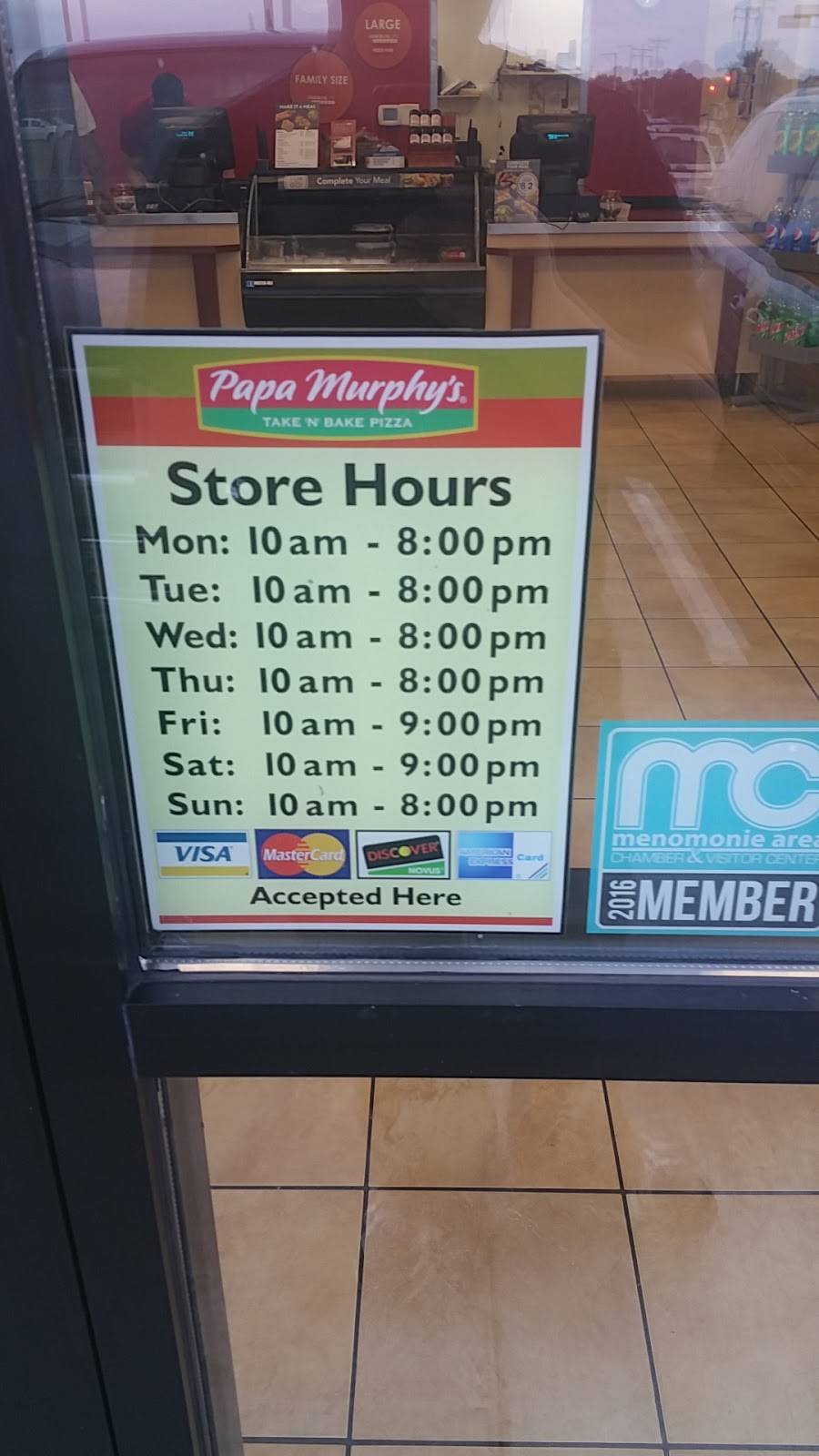 Papa Murphys Take N Bake Pizza | meal takeaway | 2321 N Hwy 25 306, Menomonie, WI 54751, USA | 7152331380 OR +1 715-233-1380