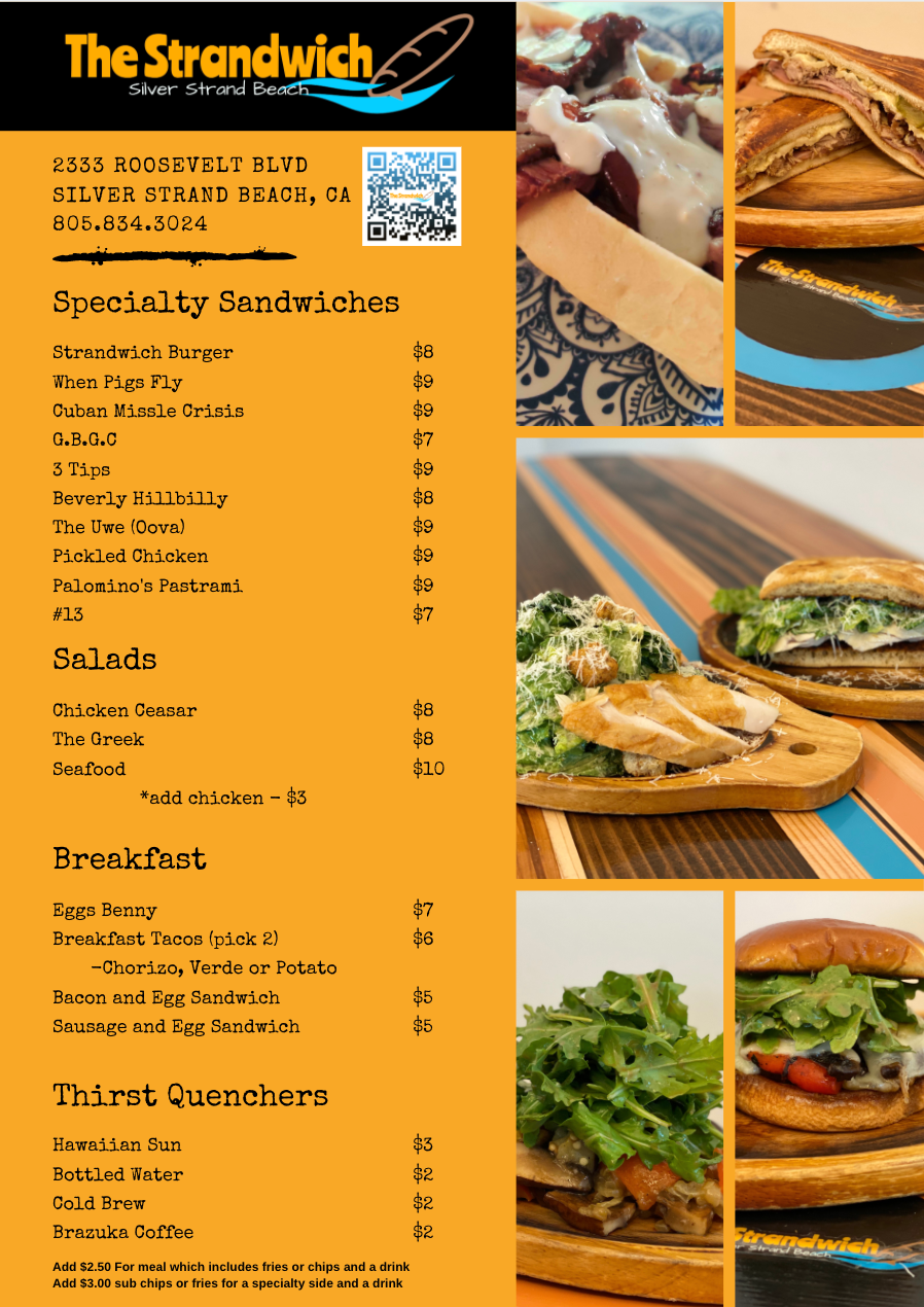 The Strandwich | restaurant | 2333 Roosevelt Blvd, Oxnard, CA 93035, USA | 8058343024 OR +1 805-834-3024