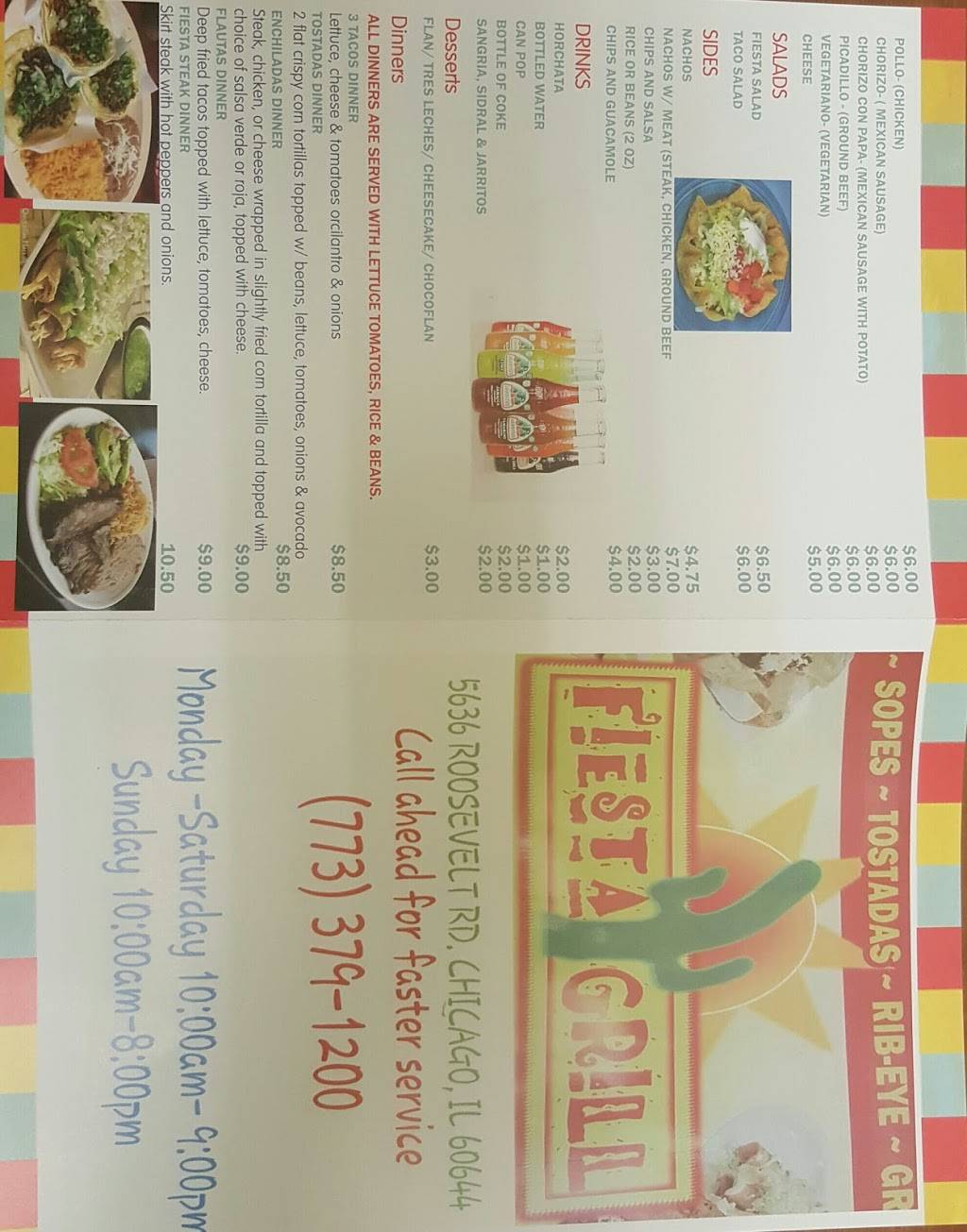 Fiesta Grill | restaurant | 5636 Roosevelt Rd, Chicago, IL 60644, USA | 7733791200 OR +1 773-379-1200