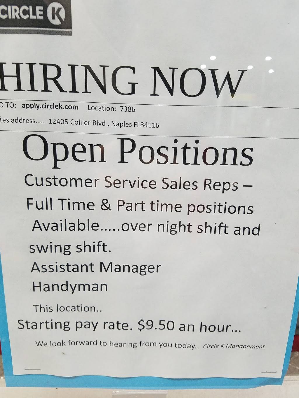 Circle K | meal takeaway | 12405 Collier Blvd, Naples, FL 34116, USA | 2394552859 OR +1 239-455-2859