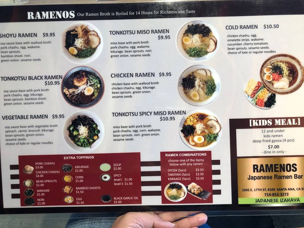 Ramenos | restaurant | 1945 17th St STE 109, Santa Ana, CA 92705, USA | 7148523272 OR +1 714-852-3272