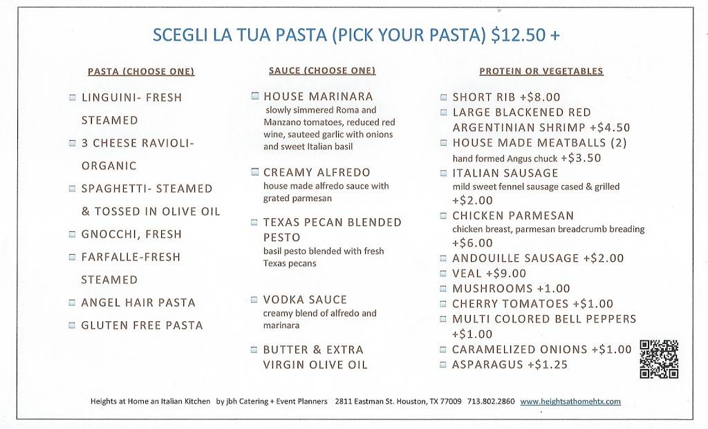 Heights at Home - An Italian Kitchen | restaurant | 2811 Eastman St, Houston, TX 77009, USA | 7138022860 OR +1 713-802-2860