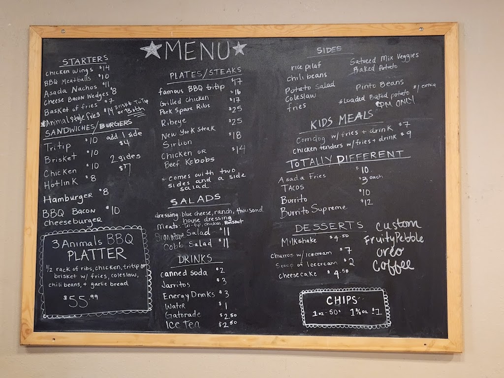 The 3 Animals BBQ | restaurant | 37275 Ave 12, Madera, CA 93636, USA | 5595906681 OR +1 559-590-6681