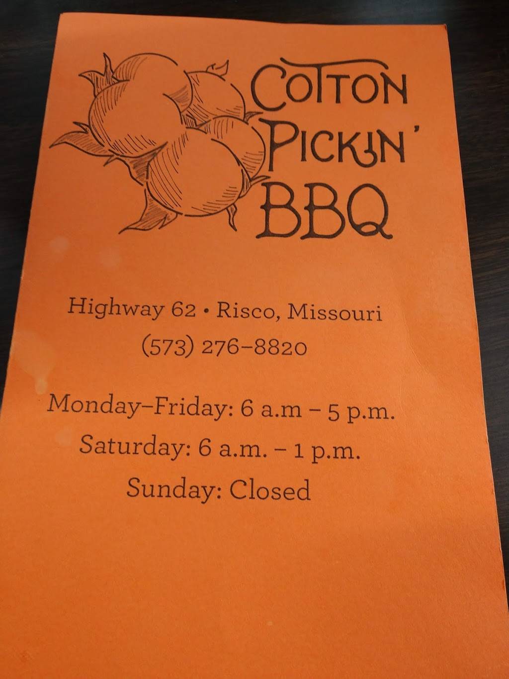 Cotten Pickin Restaurant | restaurant | US-62, Risco, MO 63874, USA | 8703019866 OR +1 870-301-9866