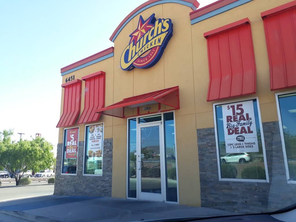 Churchs Chicken | restaurant | 6451 S Desert Blvd, El Paso, TX 79932, USA | 9155841544 OR +1 915-584-1544
