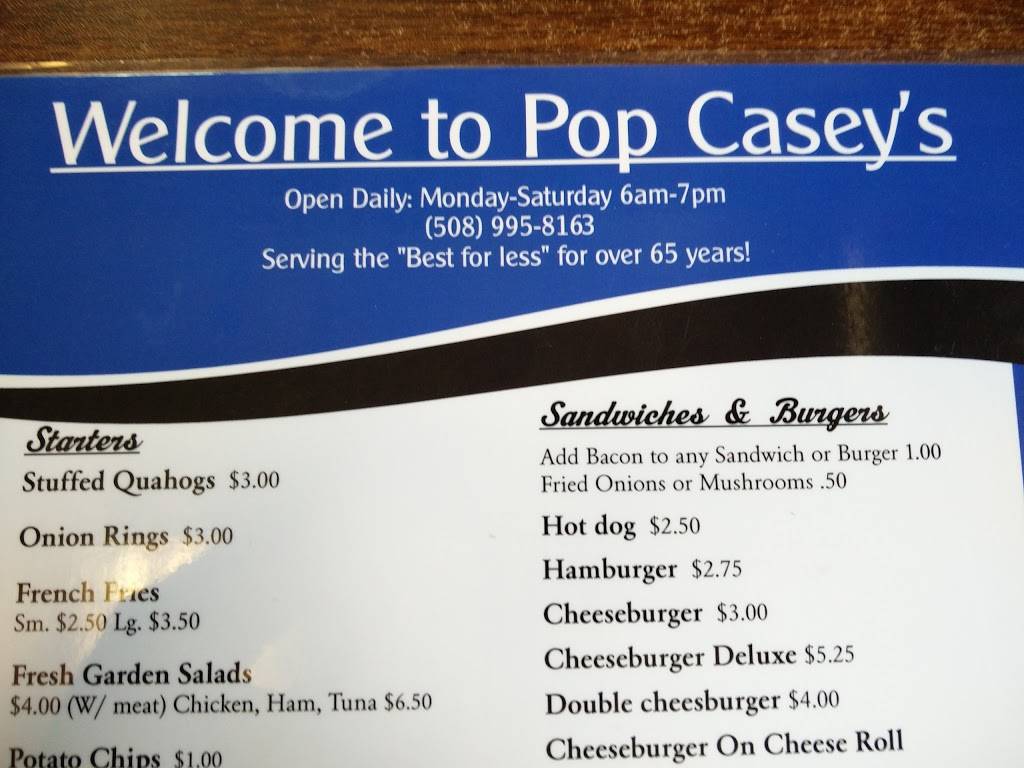 Pop Caseys | restaurant | 141 S Main St, Acushnet, MA 02743, USA | 5089958163 OR +1 508-995-8163