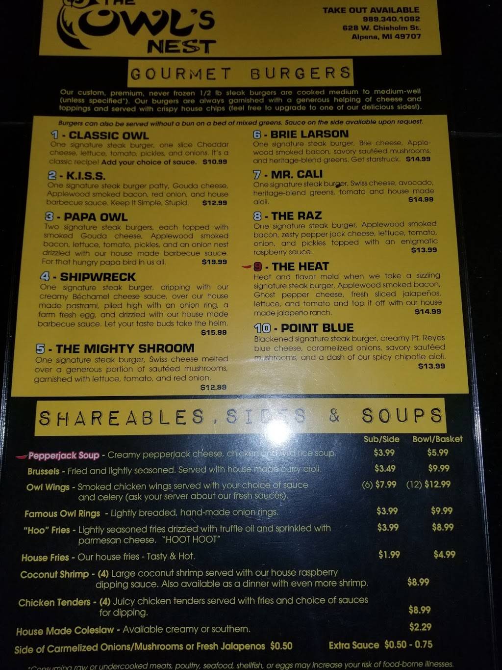 Owls Nest | restaurant | 628 W Chisholm St, Alpena, MI 49707, USA | 9893401082 OR +1 989-340-1082