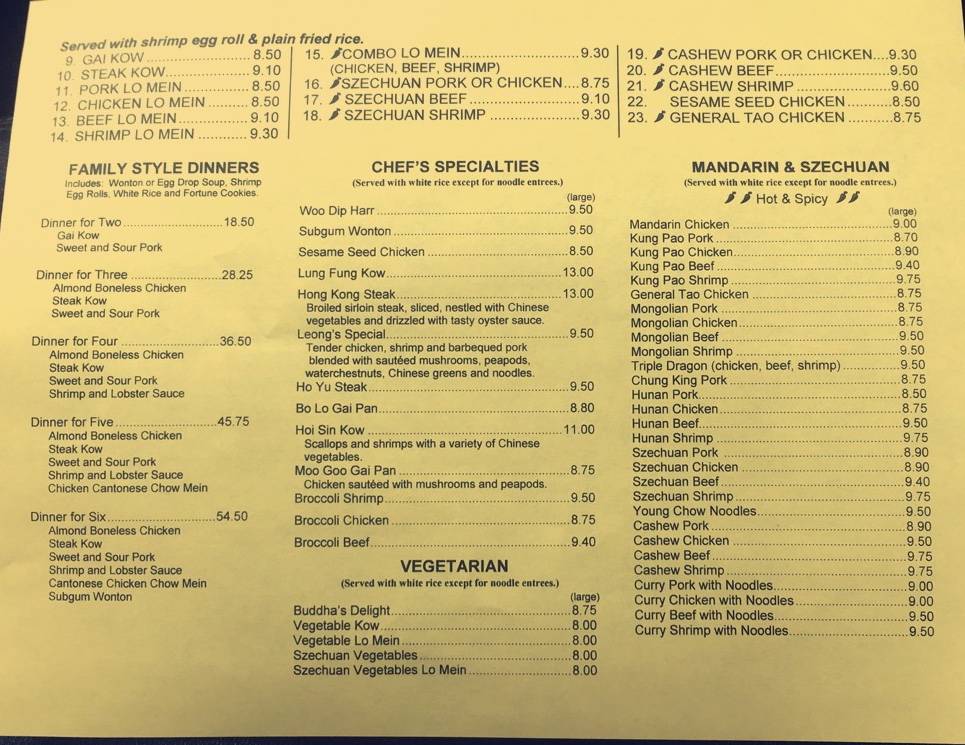 Leong Chinese Restaurant | restaurant | 67357 Main St, Richmond, MI 48062, USA | 5867279596 OR +1 586-727-9596