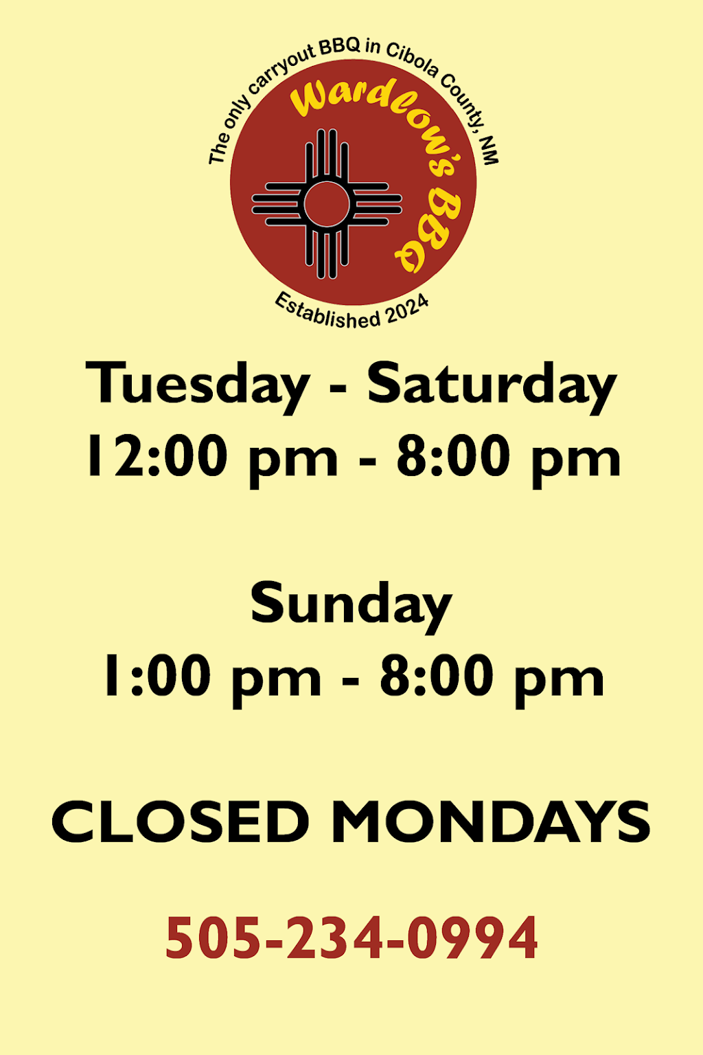 WARDLOWS BBQ | restaurant | 67 Mesa Loop, New Laguna, NM 87038, USA | 5052340994 OR +1 505-234-0994